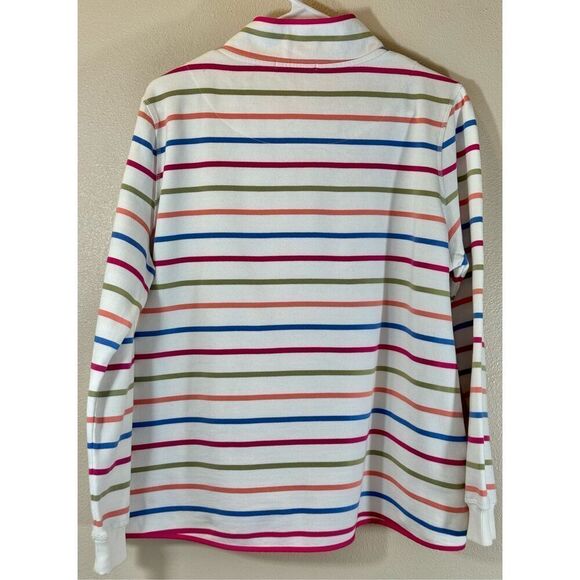 Woolovers Striped Organic Cotton Half Zip Sweatshirt Women's Crewneck Large - Picture 7 of 15